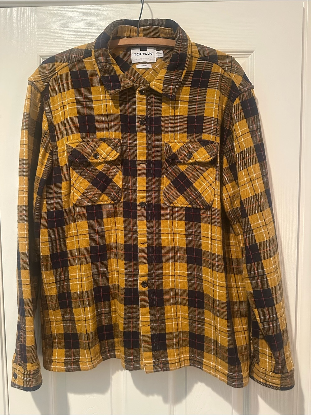Topman Overshirt Jacket – Mustard Plaid Flannel Shacket XL